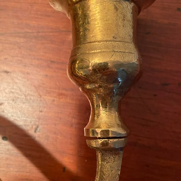 Vintage solid BRASS candelabra central stem and 2 curved arms.RUSTIC. - Picture 5 of 11